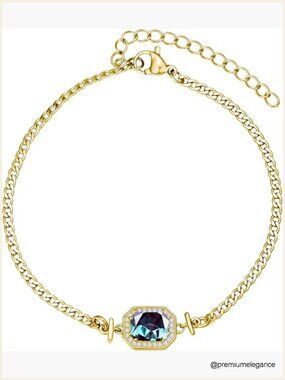 Personalized Birthstone Bracelet, Adjustable Cuban Link Chain, Gift for Her
